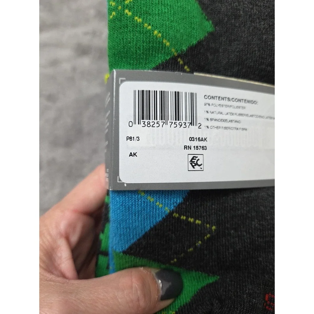 Hanes Premium Men's Dress Crew Sock Shoe Size 6-12 Argyle Stripe Geo‎ 3-Pairs